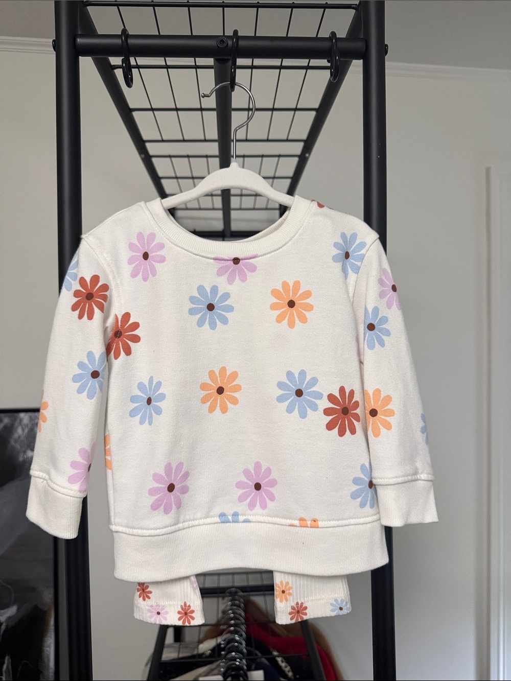Kids Floral Crewneck Sweatshirt - Cream Multi